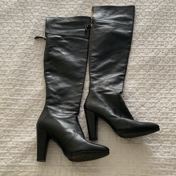 Stuart Weitzman black leather and calf hair over the knee boots size 8.5 - Picture 4 of 16